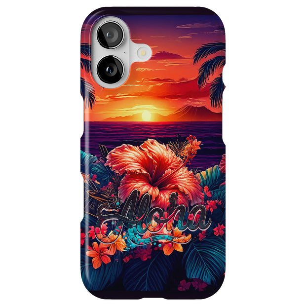 Aloha Sunset Tough Cases For Apple iPhone (17, 16, 15, 14, 13, 12, 11, X, SE, 8, 7/ Air, Plus, Pro, Max, Mini, XR, XS), Print in USA