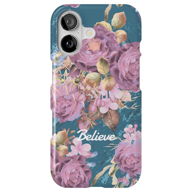 Believe Flowers Tough Cases For Apple iPhone (17, 16, 15, 14, 13, 12, 11, X, SE, 8, 7/ Air, Plus, Pro, Max, Mini, XR, XS), Print in USA