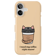 Meow Coffee Tough Cases For Apple iPhone (17, 16, 15, 14, 13, 12, 11, X, SE, 8, 7/ Air, Plus, Pro, Max, Mini, XR, XS), Print in USA