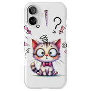 Confused Cat Tough Cases For Apple iPhone (17, 16, 15, 14, 13, 12, 11, X, SE, 8, 7/ Air, Plus, Pro, Max, Mini, XR, XS), Print in USA