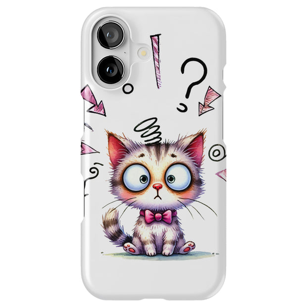 Confused Cat Tough Cases For Apple iPhone (17, 16, 15, 14, 13, 12, 11, X, SE, 8, 7/ Air, Plus, Pro, Max, Mini, XR, XS), Print in USA