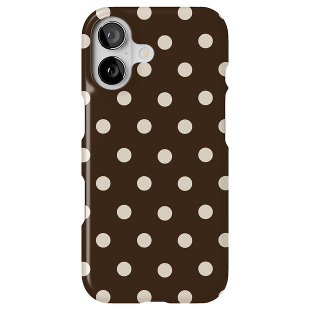 Coffee Poka Dot Tough Cases For Apple iPhone (17, 16, 15, 14, 13, 12, 11, X, SE, 8, 7/ Air, Plus, Pro, Max, Mini, XR, XS), Print in USA