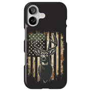 USA Flag Deer 1 Tough Cases For Apple iPhone (17, 16, 15, 14, 13, 12, 11, X, SE, 8, 7/ Air, Plus, Pro, Max, Mini, XR, XS), Print in USA