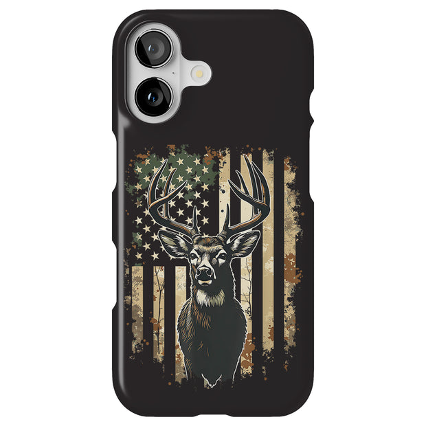USA Flag Deer 1 Tough Cases For Apple iPhone (17, 16, 15, 14, 13, 12, 11, X, SE, 8, 7/ Air, Plus, Pro, Max, Mini, XR, XS), Print in USA