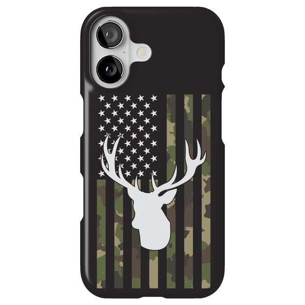 USA Flag Deer 2 Tough Cases For Apple iPhone (17, 16, 15, 14, 13, 12, 11, X, SE, 8, 7/ Air, Plus, Pro, Max, Mini, XR, XS), Print in USA