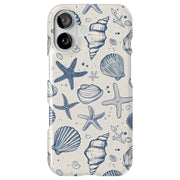 Blue Sea Shells Tough Cases For Apple iPhone (17, 16, 15, 14, 13, 12, 11, X, SE, 8, 7/ Air, Plus, Pro, Max, Mini, XR, XS), Print in USA