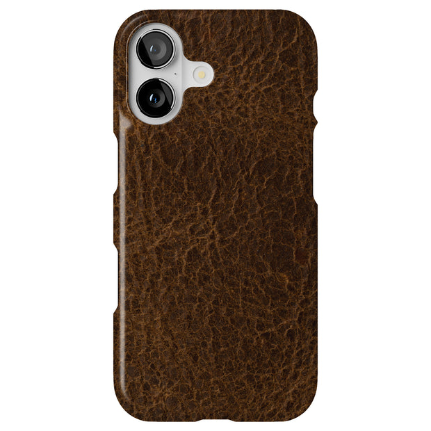 Brown Leather Tough Cases For Apple iPhone (17, 16, 15, 14, 13, 12, 11, X, SE, 8, 7/ Air, Plus, Pro, Max, Mini, XR, XS), Print in USA