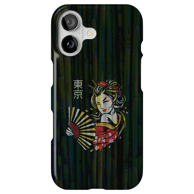Geisha Bamboo Tough Cases For Apple iPhone (17, 16, 15, 14, 13, 12, 11, X, SE, 8, 7/ Air, Plus, Pro, Max, Mini, XR, XS), Print in USA