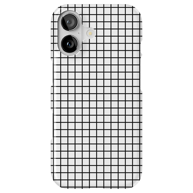 Blk White Grid Tough Cases For Apple iPhone (17, 16, 15, 14, 13, 12, 11, X, SE, 8, 7/ Air, Plus, Pro, Max, Mini, XR, XS), Print in USA