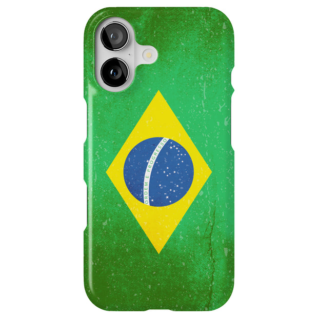 Old Flag Brazil Tough Cases For Apple iPhone (17, 16, 15, 14, 13, 12, 11, X, SE, 8, 7/ Air, Plus, Pro, Max, Mini, XR, XS), Print in USA