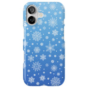 Blue Snowflakes Tough Cases For Apple iPhone (17, 16, 15, 14, 13, 12, 11, X, SE, 8, 7/ Air, Plus, Pro, Max, Mini, XR, XS), Print in USA