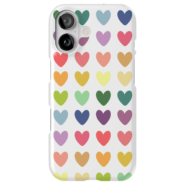 Colorful Hearts Tough Cases For Apple iPhone (17, 16, 15, 14, 13, 12, 11, X, SE, 8, 7/ Air, Plus, Pro, Max, Mini, XR, XS), Print in USA