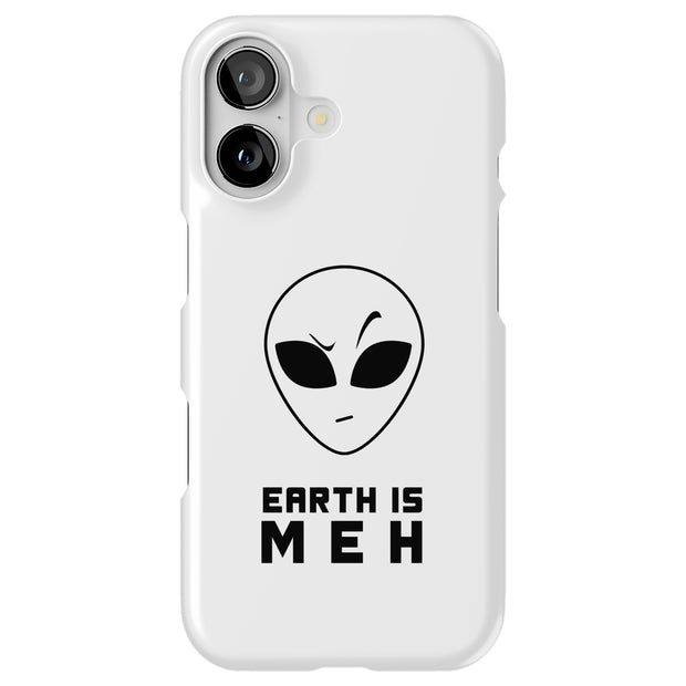 Earth Meh Alien Tough Cases For Apple iPhone (17, 16, 15, 14, 13, 12, 11, X, SE, 8, 7/ Air, Plus, Pro, Max, Mini, XR, XS), Print in USA