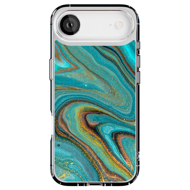 Gold Blu Marble Tough Cases For Apple iPhone (17, 16, 15, 14, 13, 12, 11, X, SE, 8, 7/ Air, Plus, Pro, Max, Mini, XR, XS), Print in USA