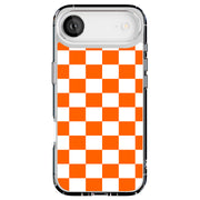 Orange Checker Tough Cases For Apple iPhone (17, 16, 15, 14, 13, 12, 11, X, SE, 8, 7/ Air, Plus, Pro, Max, Mini, XR, XS), Print in USA