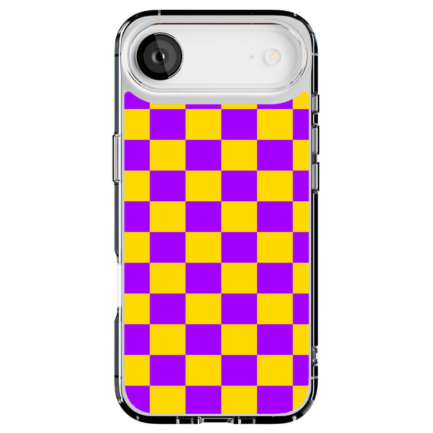 Yellow Checker Tough Cases For Apple iPhone (17, 16, 15, 14, 13, 12, 11, X, SE, 8, 7/ Air, Plus, Pro, Max, Mini, XR, XS), Print in USA