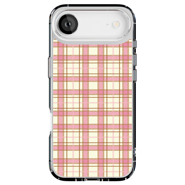 Pink Plaid Line Tough Cases For Apple iPhone (17, 16, 15, 14, 13, 12, 11, X, SE, 8, 7/ Air, Plus, Pro, Max, Mini, XR, XS), Print in USA