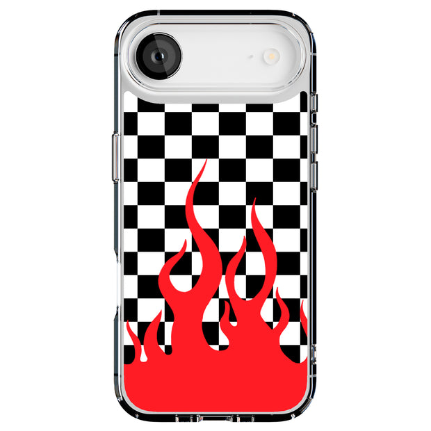 Checkers Flame Tough Cases For Apple iPhone (17, 16, 15, 14, 13, 12, 11, X, SE, 8, 7/ Air, Plus, Pro, Max, Mini, XR, XS), Print in USA