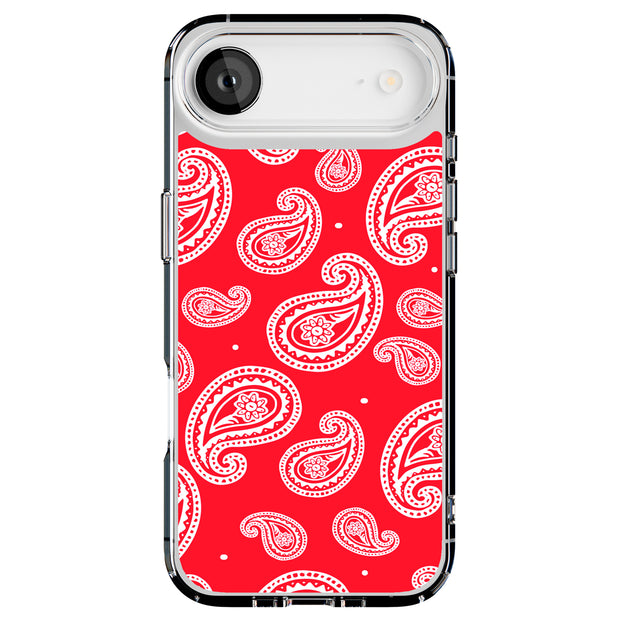 Paisley Red Tough Cases For Apple iPhone (17, 16, 15, 14, 13, 12, 11, X, SE, 8, 7/ Air, Plus, Pro, Max, Mini, XR, XS), Print in USA