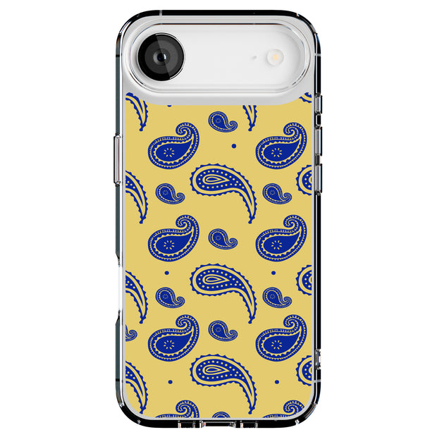 Paisley Yellow Tough Cases For Apple iPhone (17, 16, 15, 14, 13, 12, 11, X, SE, 8, 7/ Air, Plus, Pro, Max, Mini, XR, XS), Print in USA