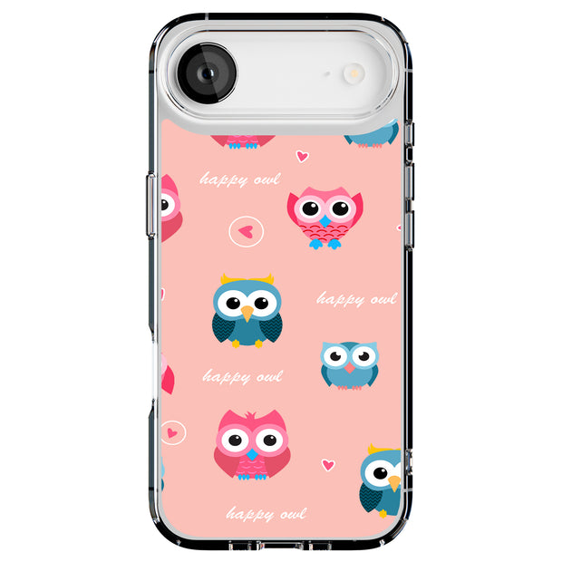 Cute Happy Owl Tough Cases For Apple iPhone (17, 16, 15, 14, 13, 12, 11, X, SE, 8, 7/ Air, Plus, Pro, Max, Mini, XR, XS), Print in USA