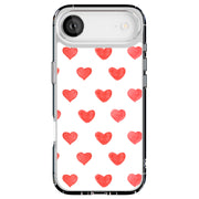 Red Love Hearts Tough Cases For Apple iPhone (17, 16, 15, 14, 13, 12, 11, X, SE, 8, 7/ Air, Plus, Pro, Max, Mini, XR, XS), Print in USA