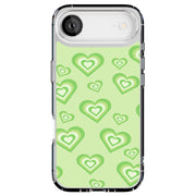 Green Hearts Tough Cases For Apple iPhone (17, 16, 15, 14, 13, 12, 11, X, SE, 8, 7/ Air, Plus, Pro, Max, Mini, XR, XS), Print in USA