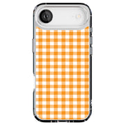 Orange Plaid Tough Cases For Apple iPhone (17, 16, 15, 14, 13, 12, 11, X, SE, 8, 7/ Air, Plus, Pro, Max, Mini, XR, XS), Print in USA