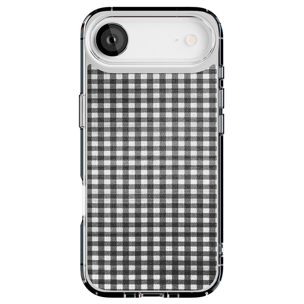 Black Plaid Tough Cases For Apple iPhone (17, 16, 15, 14, 13, 12, 11, X, SE, 8, 7/ Air, Plus, Pro, Max, Mini, XR, XS), Print in USA