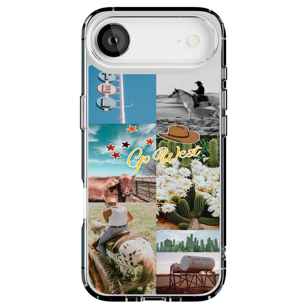 Go West Collage Tough Cases For Apple iPhone (17, 16, 15, 14, 13, 12, 11, X, SE, 8, 7/ Air, Plus, Pro, Max, Mini, XR, XS), Print in USA