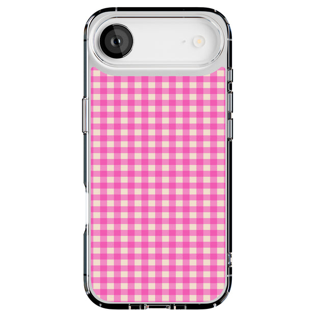 Pink Gingham Tough Cases For Apple iPhone (17, 16, 15, 14, 13, 12, 11, X, SE, 8, 7/ Air, Plus, Pro, Max, Mini, XR, XS), Print in USA