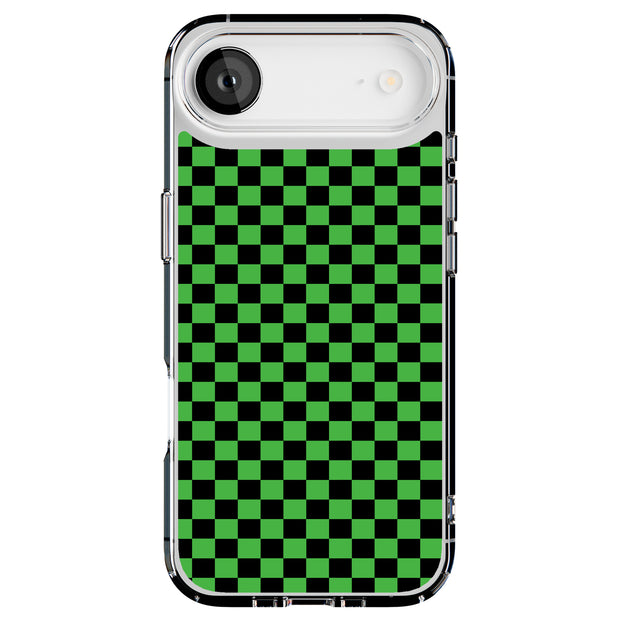 Green Gingham Tough Cases For Apple iPhone (17, 16, 15, 14, 13, 12, 11, X, SE, 8, 7/ Air, Plus, Pro, Max, Mini, XR, XS), Print in USA
