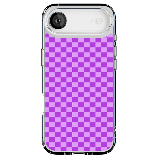 Purple Gingham Tough Cases For Apple iPhone (17, 16, 15, 14, 13, 12, 11, X, SE, 8, 7/ Air, Plus, Pro, Max, Mini, XR, XS), Print in USA
