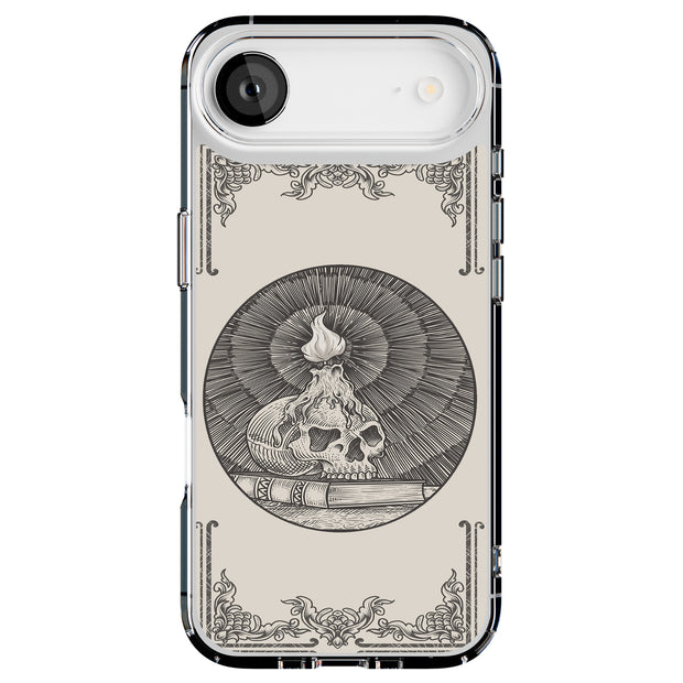 Skull Art Black Tough Cases For Apple iPhone (17, 16, 15, 14, 13, 12, 11, X, SE, 8, 7/ Air, Plus, Pro, Max, Mini, XR, XS), Print in USA
