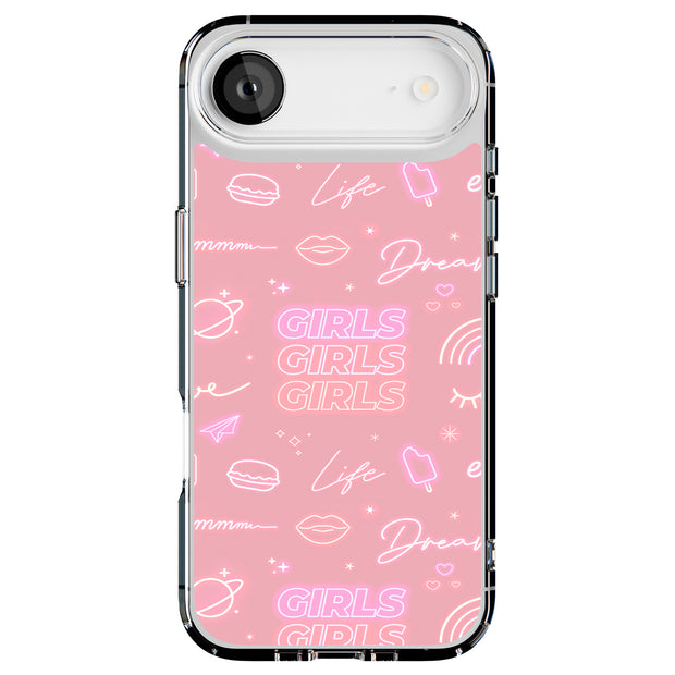 Girls Pink Tough Cases For Apple iPhone (17, 16, 15, 14, 13, 12, 11, X, SE, 8, 7/ Air, Plus, Pro, Max, Mini, XR, XS), Print in USA