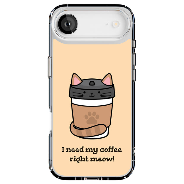 Meow Coffee Tough Cases For Apple iPhone (17, 16, 15, 14, 13, 12, 11, X, SE, 8, 7/ Air, Plus, Pro, Max, Mini, XR, XS), Print in USA