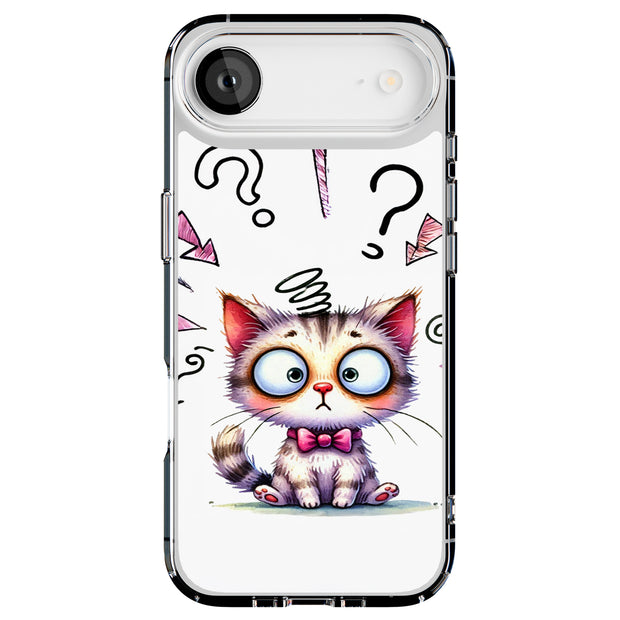 Confused Cat Tough Cases For Apple iPhone (17, 16, 15, 14, 13, 12, 11, X, SE, 8, 7/ Air, Plus, Pro, Max, Mini, XR, XS), Print in USA
