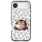 Need Coffee Cat Tough Cases For Apple iPhone (17, 16, 15, 14, 13, 12, 11, X, SE, 8, 7/ Air, Plus, Pro, Max, Mini, XR, XS), Print in USA