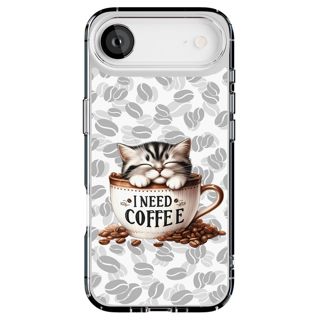 am Coffee Cat Tough Cases For Apple iPhone (17, 16, 15, 14, 13, 12, 11, X, SE, 8, 7/ Air, Plus, Pro, Max, Mini, XR, XS), Print in USA