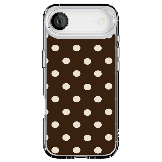Coffee Poka Dot Tough Cases For Apple iPhone (17, 16, 15, 14, 13, 12, 11, X, SE, 8, 7/ Air, Plus, Pro, Max, Mini, XR, XS), Print in USA