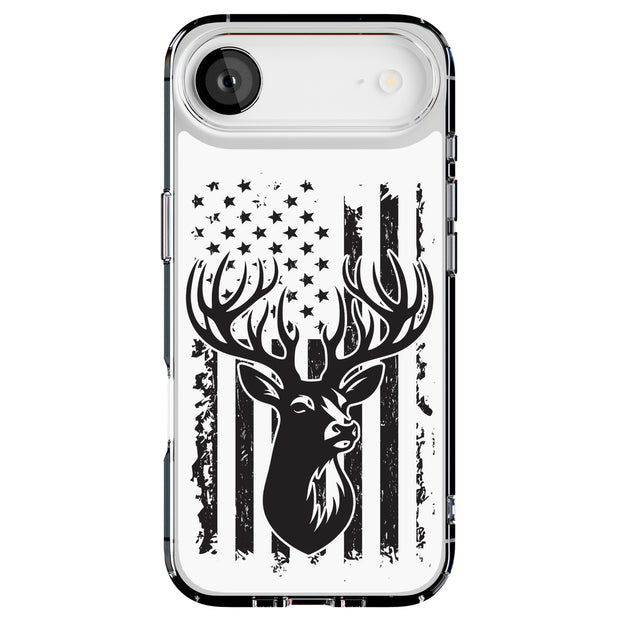 USA Flag Deer 3 Tough Cases For Apple iPhone (17, 16, 15, 14, 13, 12, 11, X, SE, 8, 7/ Air, Plus, Pro, Max, Mini, XR, XS), Print in USA