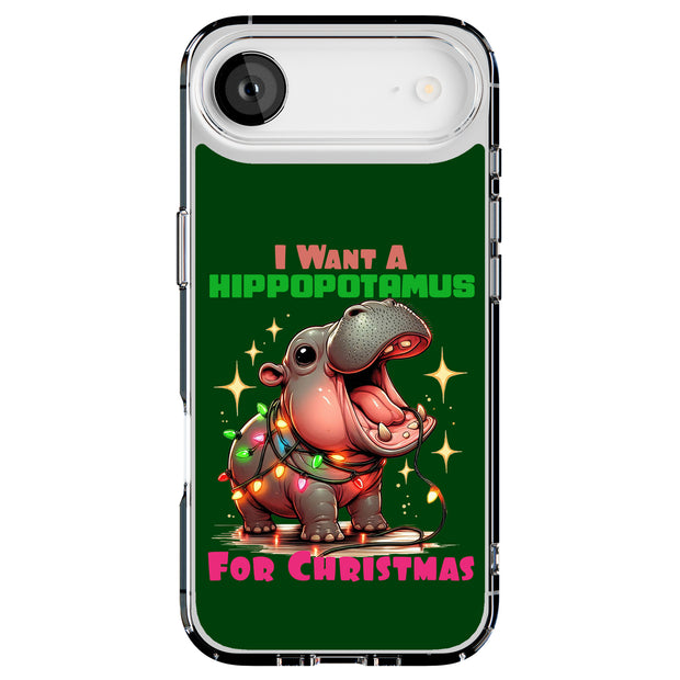 Hippo Xmas 2 Tough Cases For Apple iPhone (17, 16, 15, 14, 13, 12, 11, X, SE, 8, 7/ Air, Plus, Pro, Max, Mini, XR, XS), Print in USA