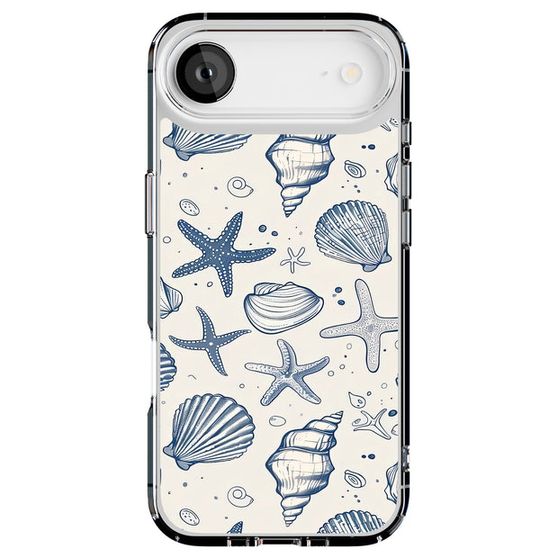 Blue Sea Shells Tough Cases For Apple iPhone (17, 16, 15, 14, 13, 12, 11, X, SE, 8, 7/ Air, Plus, Pro, Max, Mini, XR, XS), Print in USA