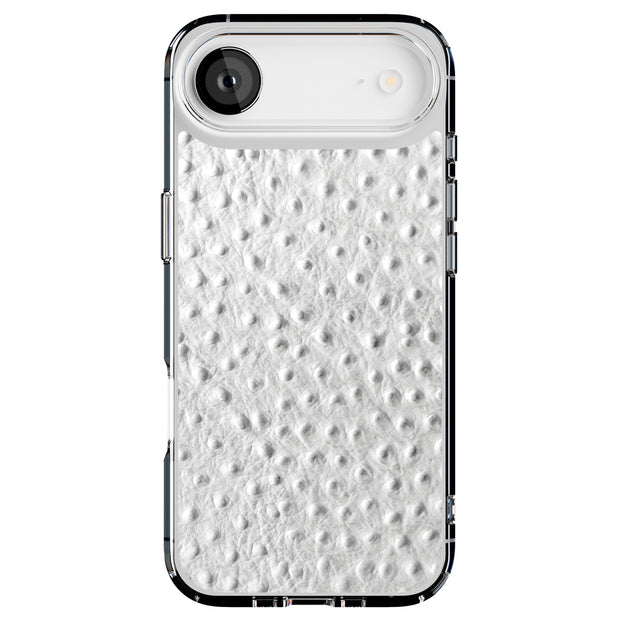 White Ostrich Tough Cases For Apple iPhone (17, 16, 15, 14, 13, 12, 11, X, SE, 8, 7/ Air, Plus, Pro, Max, Mini, XR, XS), Print in USA