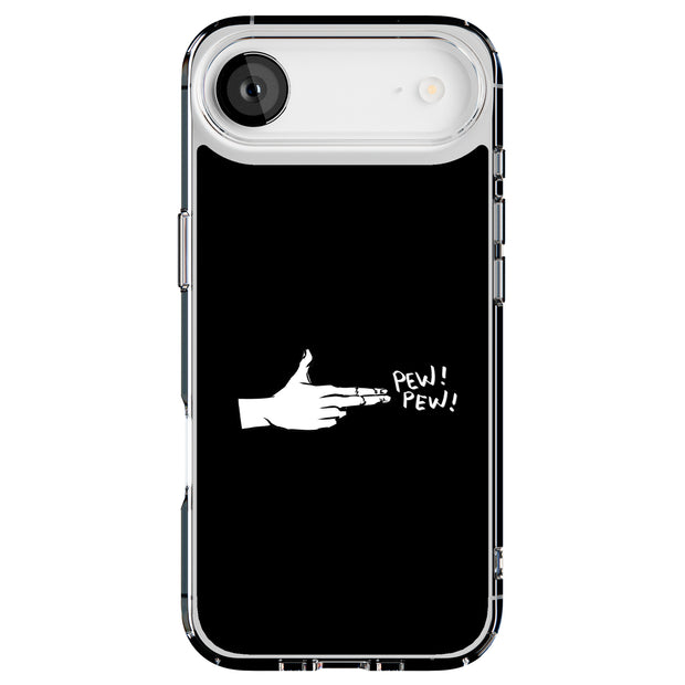 Pew Pew Hand Tough Cases For Apple iPhone (17, 16, 15, 14, 13, 12, 11, X, SE, 8, 7/ Air, Plus, Pro, Max, Mini, XR, XS), Print in USA