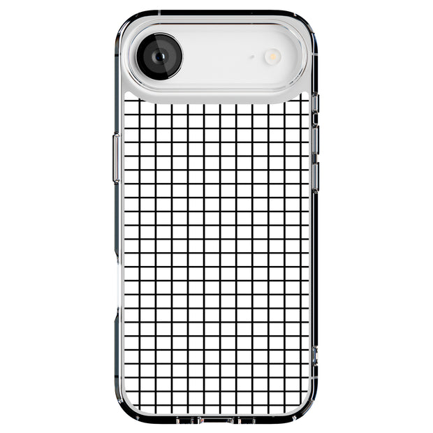 Blk White Grid Tough Cases For Apple iPhone (17, 16, 15, 14, 13, 12, 11, X, SE, 8, 7/ Air, Plus, Pro, Max, Mini, XR, XS), Print in USA