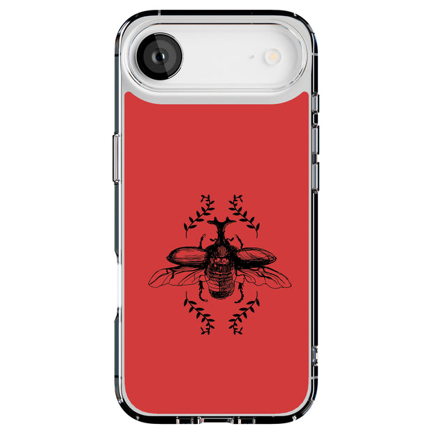 Beetle On Red Tough Cases For Apple iPhone (17, 16, 15, 14, 13, 12, 11, X, SE, 8, 7/ Air, Plus, Pro, Max, Mini, XR, XS), Print in USA