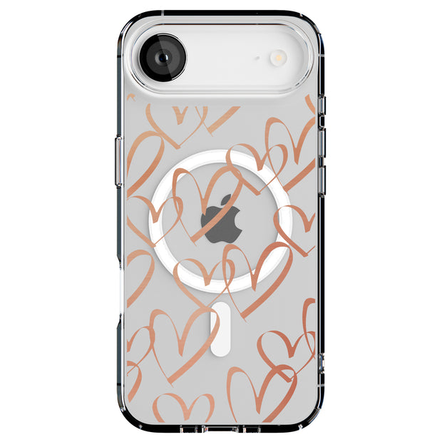 Brown Hearts Tough Cases For Apple iPhone (17, 16, 15, 14, 13, 12, 11, X, SE, 8, 7/ Air, Plus, Pro, Max, Mini, XR, XS), Print in USA