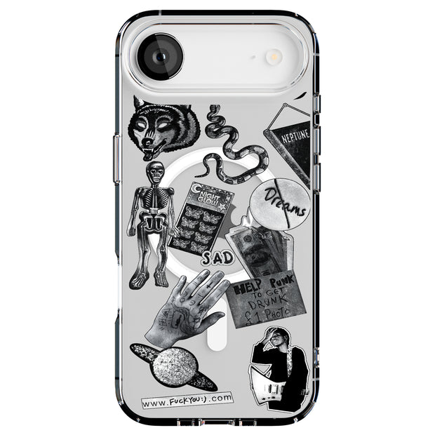 Grunge Collage4 Tough Cases For Apple iPhone (17, 16, 15, 14, 13, 12, 11, X, SE, 8, 7/ Air, Plus, Pro, Max, Mini, XR, XS), Print in USA