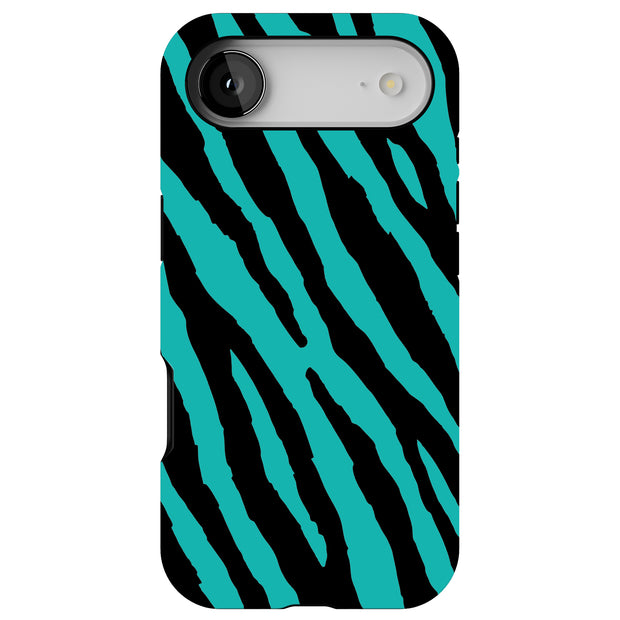 Bule Zebra Skin Tough Cases For Apple iPhone (17, 16, 15, 14, 13, 12, 11, X, SE, 8, 7/ Air, Plus, Pro, Max, Mini, XR, XS), Print in USA